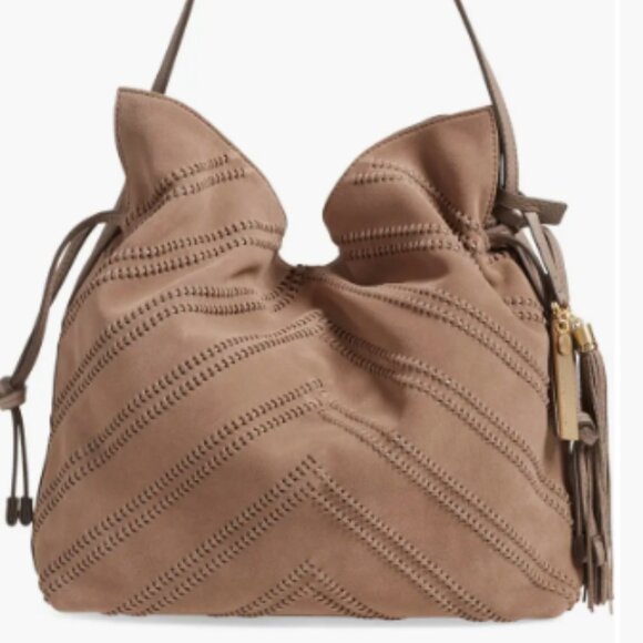 Nella Leather and Suede Hobo Bag Vince Camuto, Mink color - Picture 1 of 16